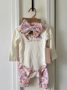 Chick Pea White and Pink Floral "Daddy's Girl" One-Piece Set